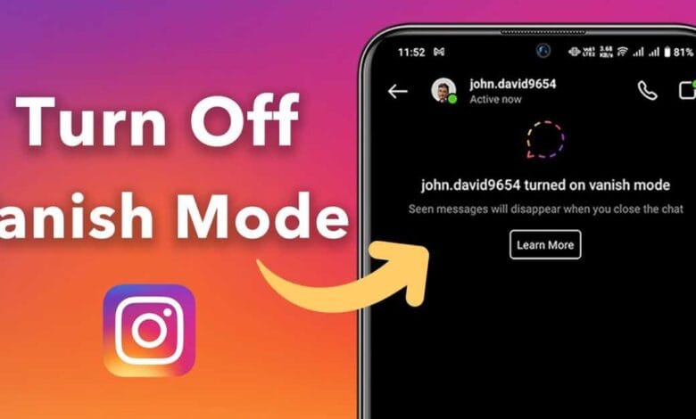 How to turn off vanish mode on instagram